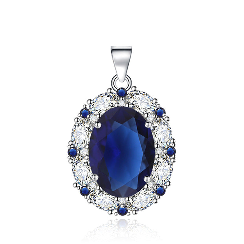 Temperament Colored Gems Inlaid Sapphire Blue Jewelry Set