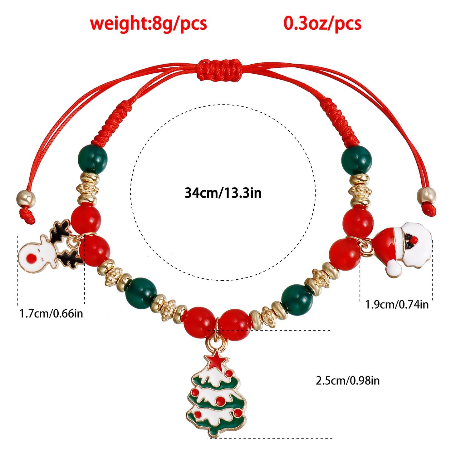 Ensemble de perles tissées à la main, ornement de noël, Bracelets bonhomme de neige et élan