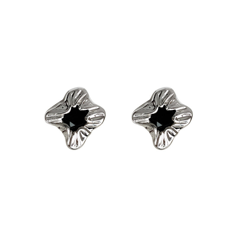 Boucles d'oreilles géométriques en Zircon noir incrusté de Style Cool et doux