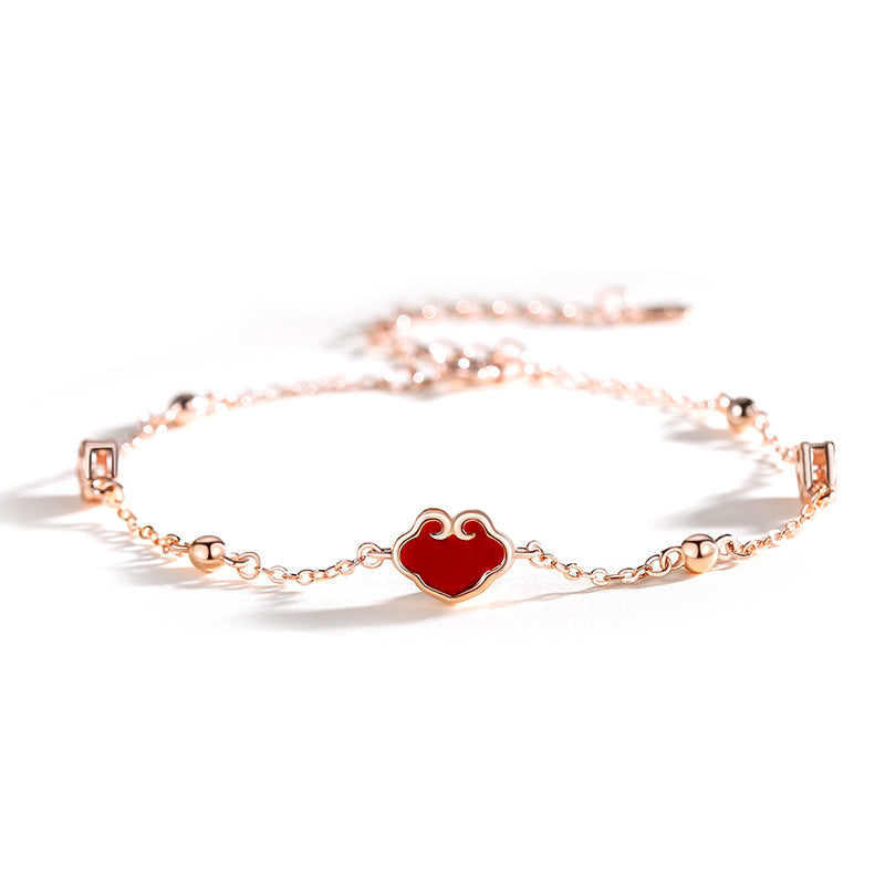 Bracelets de vie en Agate rouge pour femmes, pièce de monnaie en argent Sterling, Niche