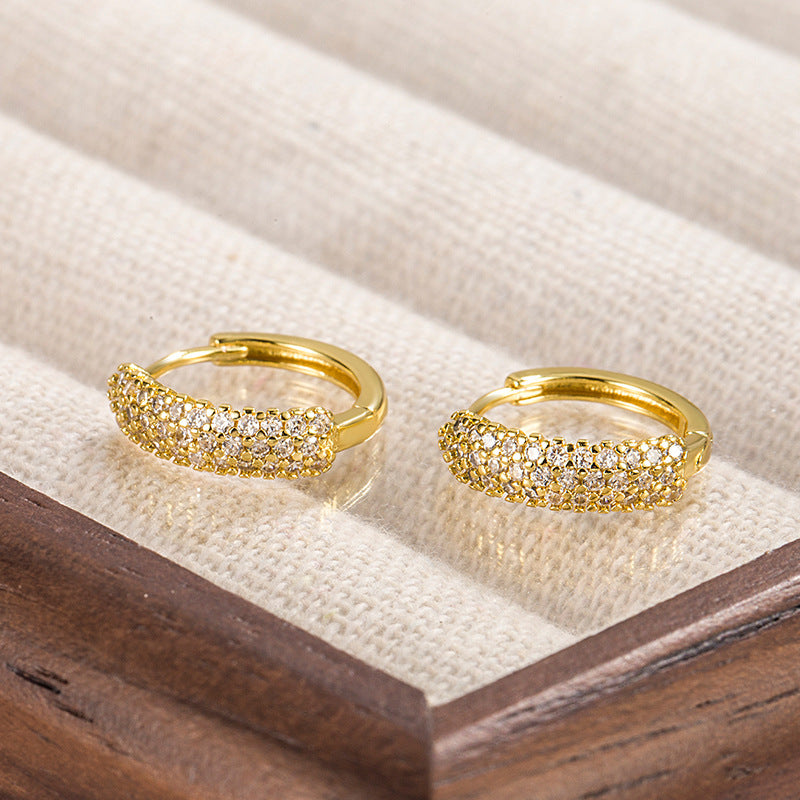 Circle Zircon Trendy Design Full Diamond Super Flash Exquisite Versatile Earrings