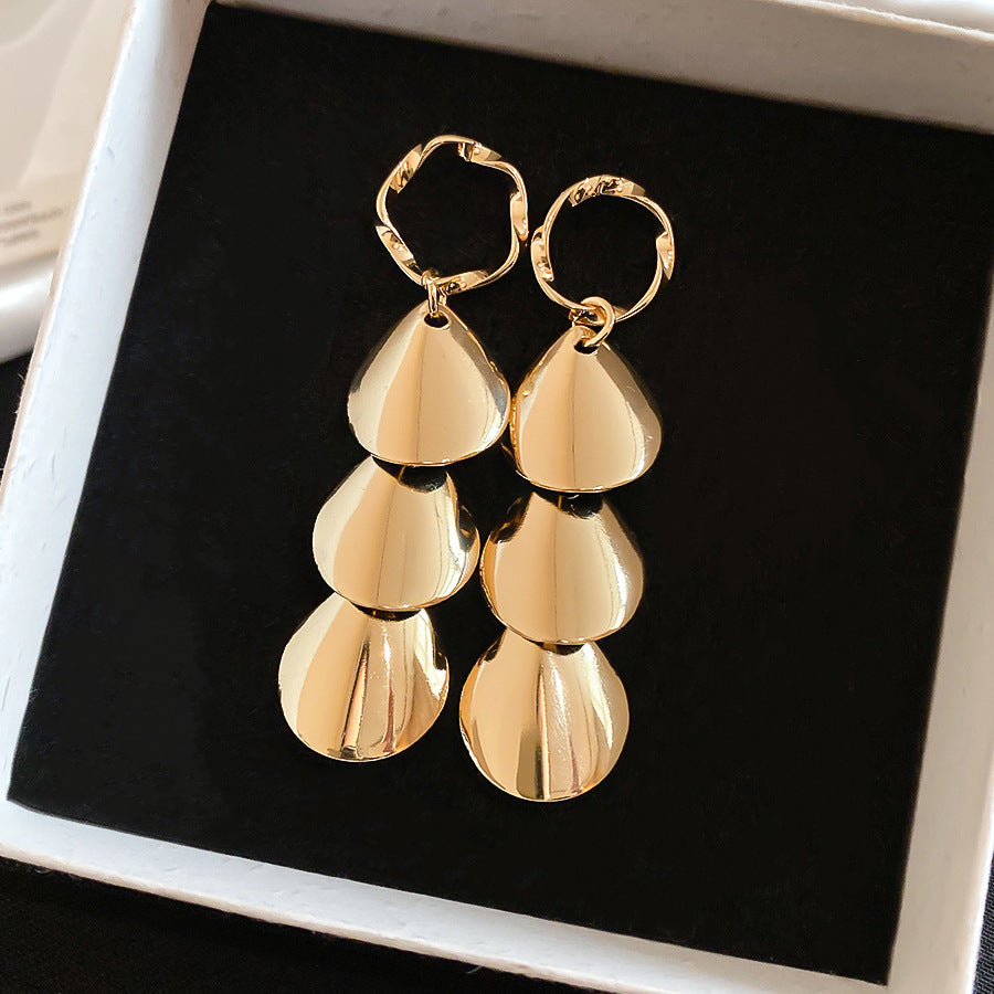 Sier Needle Matte Ear Hook Diamond Design Tassel Light Luxury Earrings