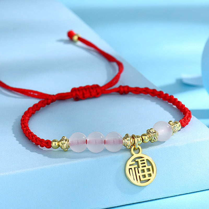 Style Fashion Small Blessing Card Pink Bracelets