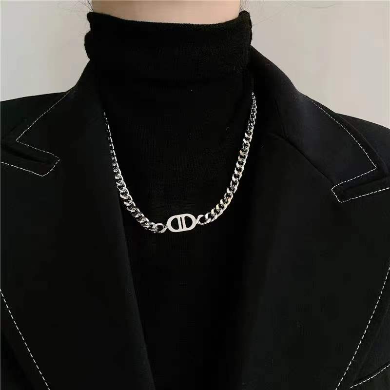 Women's Steel No Fading Letter Thick Chain Clavicle Necklaces