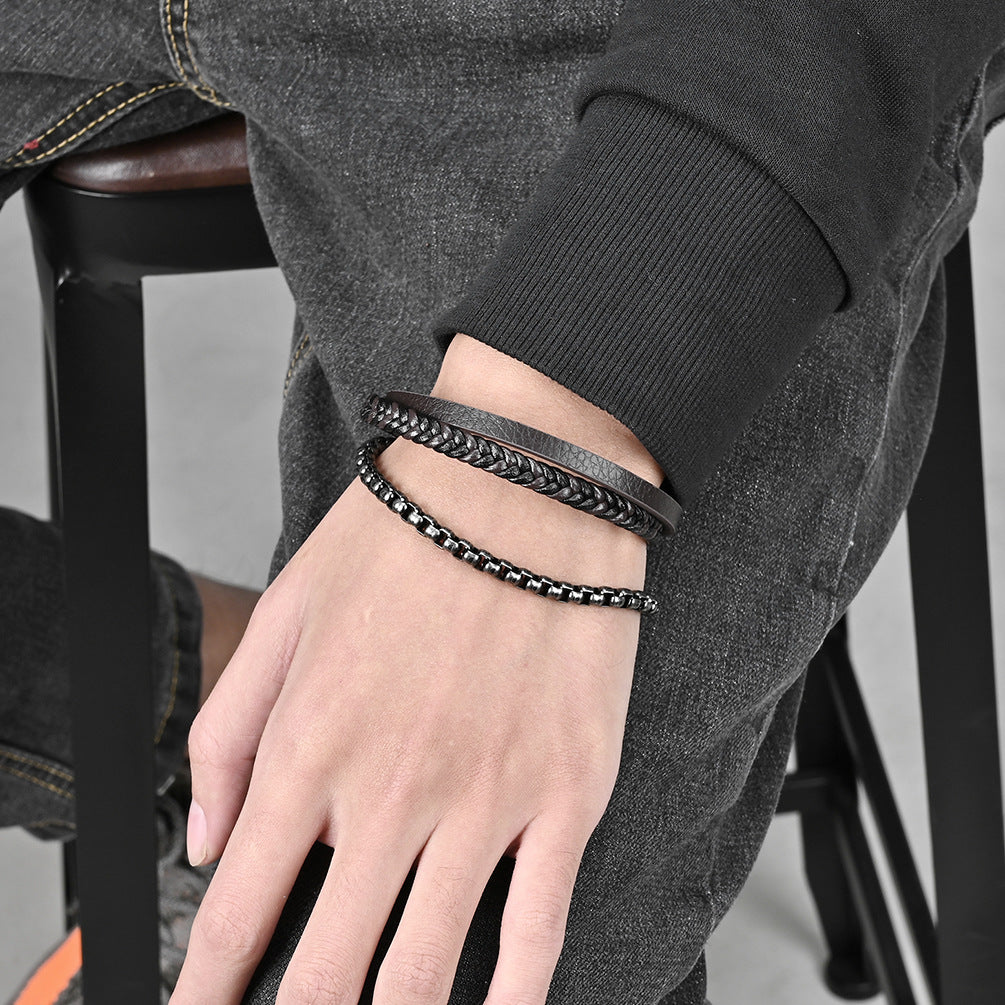 Men's With Pearl Chain Creative Trendy Ethnic Style Antique Bracelets