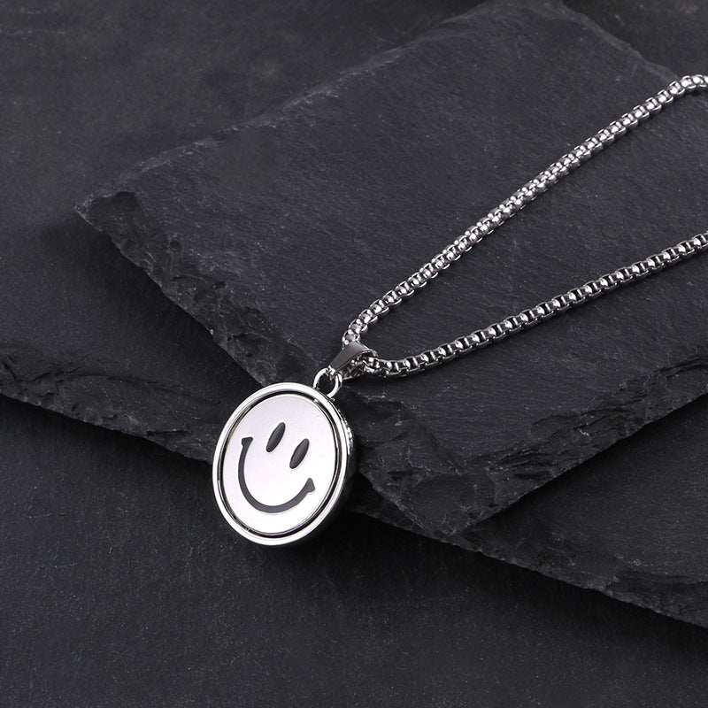 Women's & Men's Smiley Titanium Steel Expression Hip Hop Reverse Mood Artistic Crying Necklaces