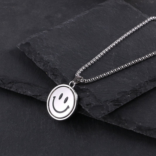 Women's & Men's Smiley Titanium Steel Expression Hip Hop Reverse Mood Artistic Crying Necklaces