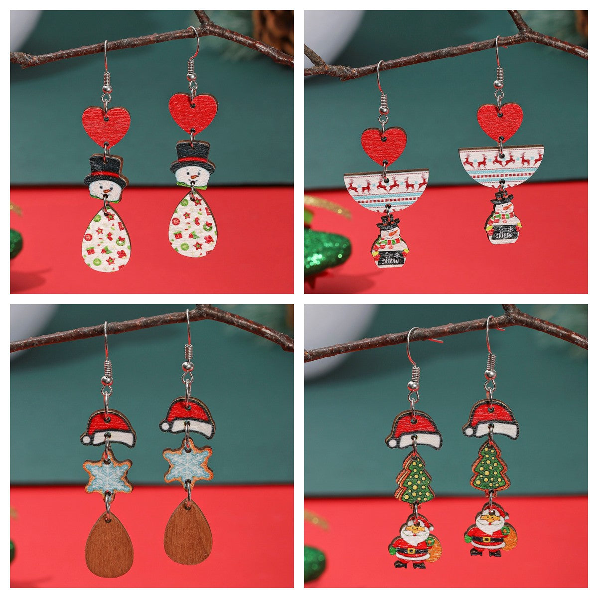 Boucles d'oreilles de Noël simples en forme de dessin animé