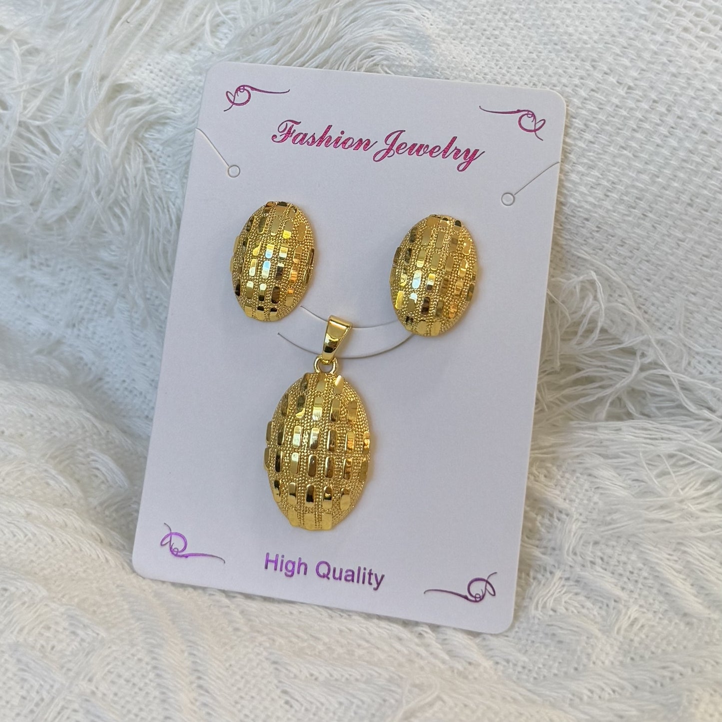 Love Heart Flowers Ear Baroque Gold Fashion Jewelry Set