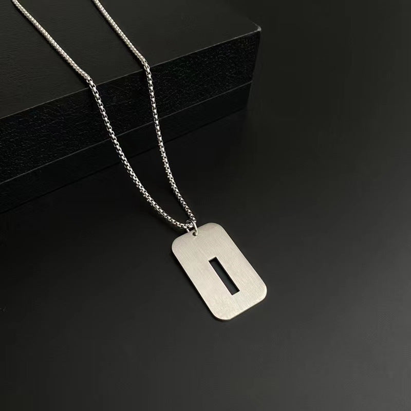 Men's Titanium Steel Female Letter Nameplate Pendant Necklaces