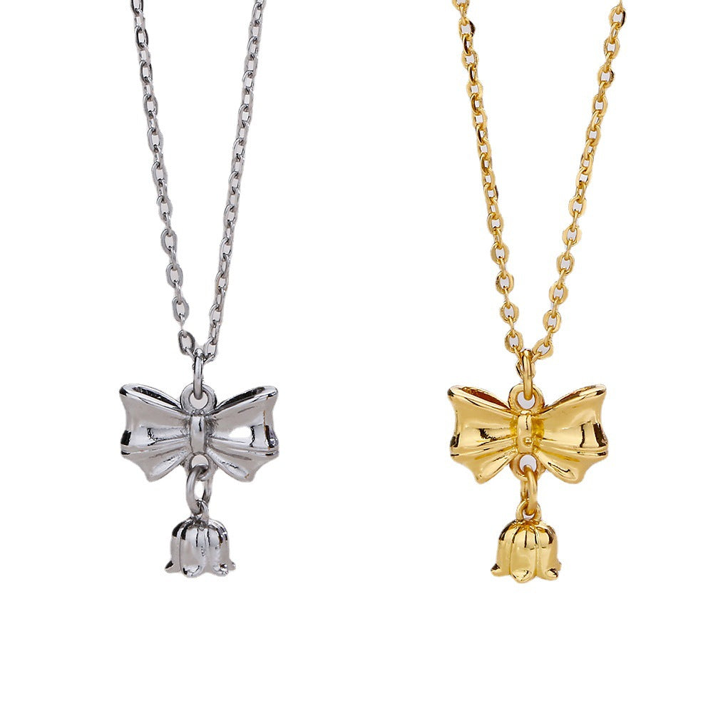 Bow Affordable Luxury Fashion Fairy Exquisite And Versatile Bell Necklaces