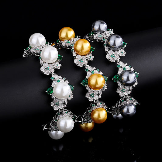 Austrian Court Flower Pearl Sea Gray Shell Bracelets