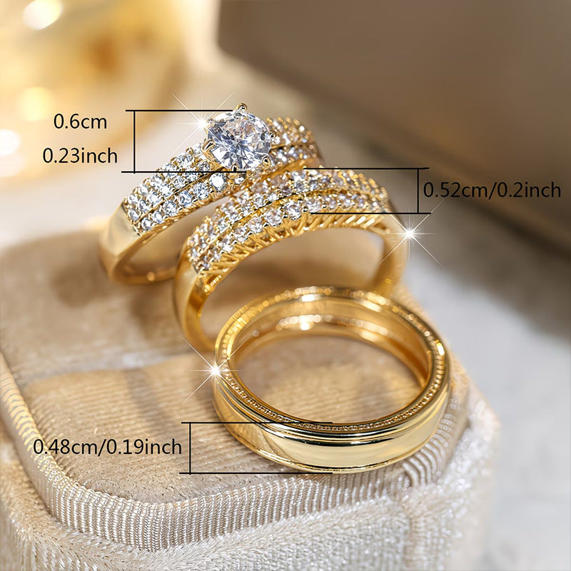 Women's Light Luxury Inlaid Zircon Couple Engagement Wedding Ring