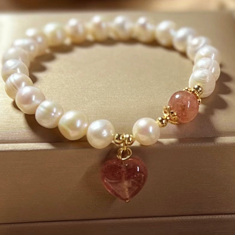 Pearl Female Strawberry Quartz Love Pendant Affairs Korean Affordable Bracelets