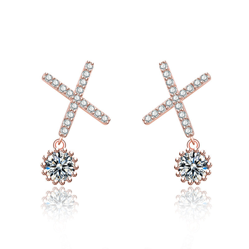 Women's Atmosphere Sense Pinch Light Luxury Rhinestone Earrings