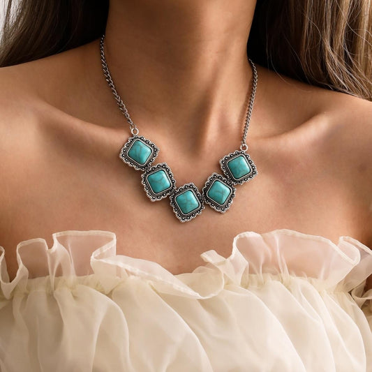 Retro Fashion Creative Simple Temperament Turquoise Two-piece Necklaces