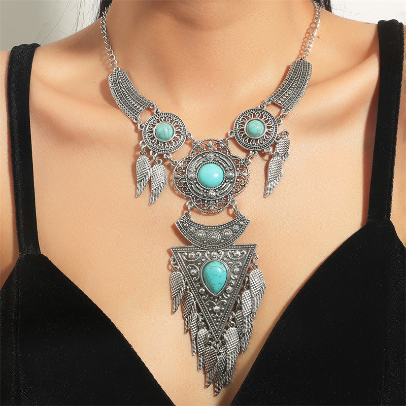 Retro Turquoise Nepal Alloy Plating Tibetan Necklaces