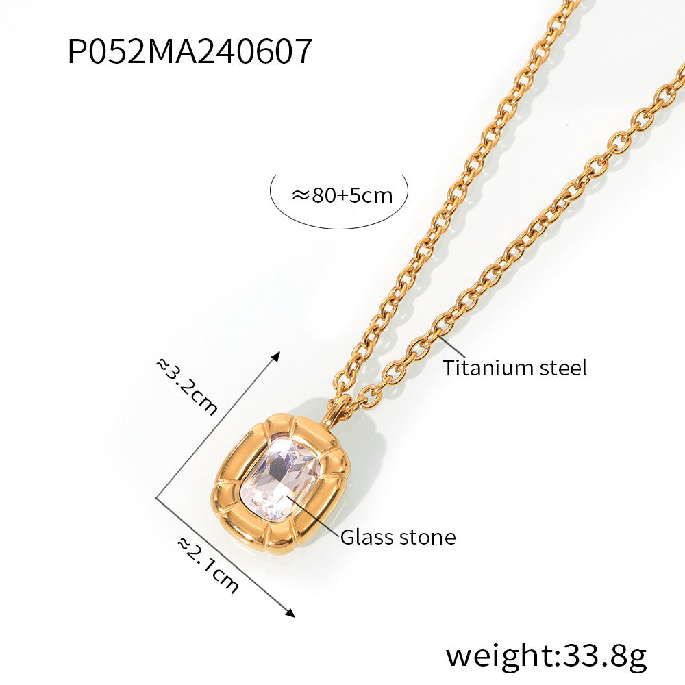 Simple Design Diamond Titanium Steel Gold-plated Jewelry Set