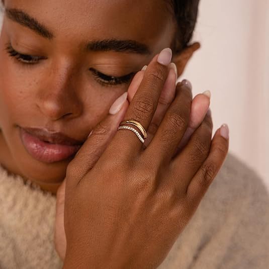 Women's Gold Coating Stacked Diamond Simple Affordable Rings