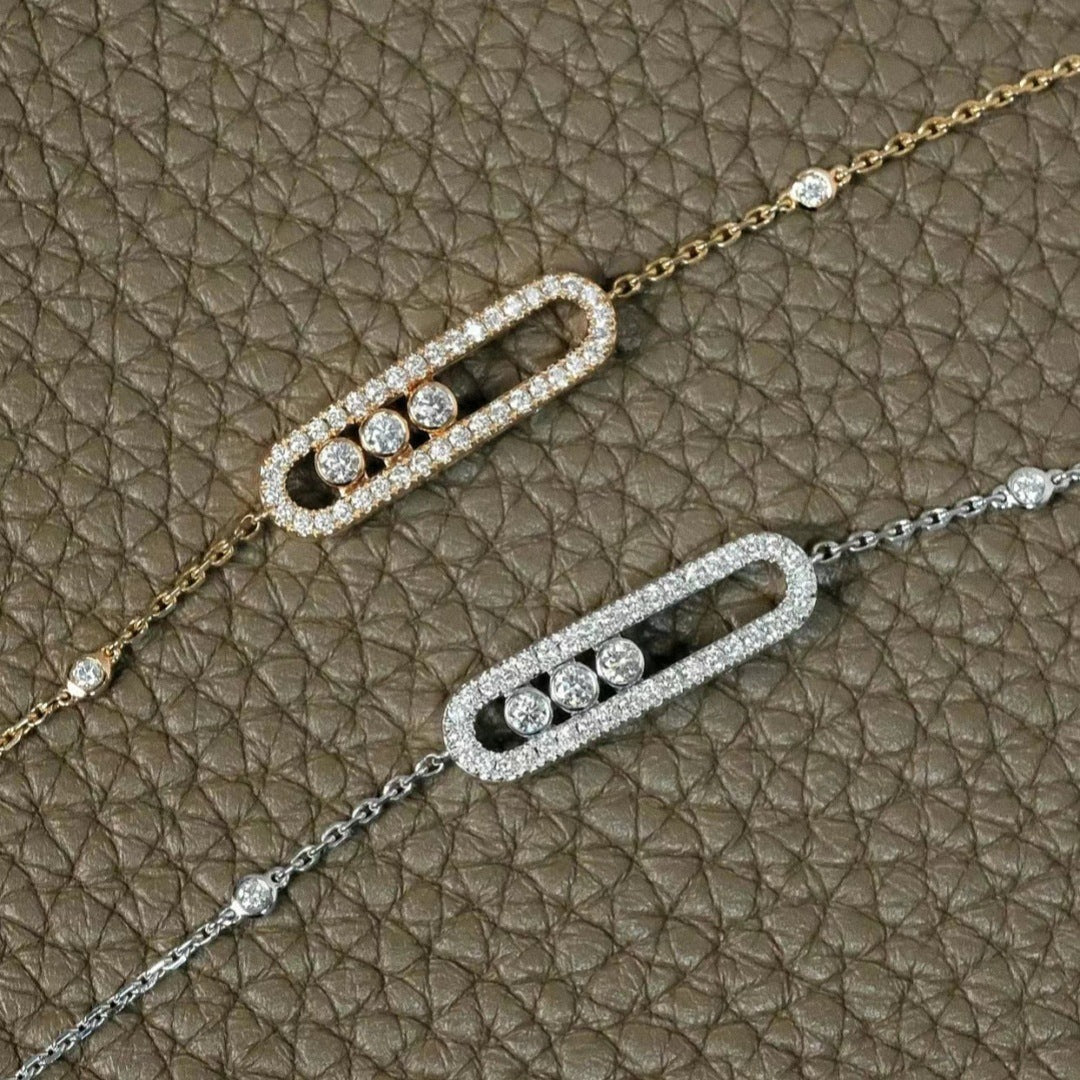 Light Luxury Diamond Three Mobile Female Sliding Geometric V Bracelet
