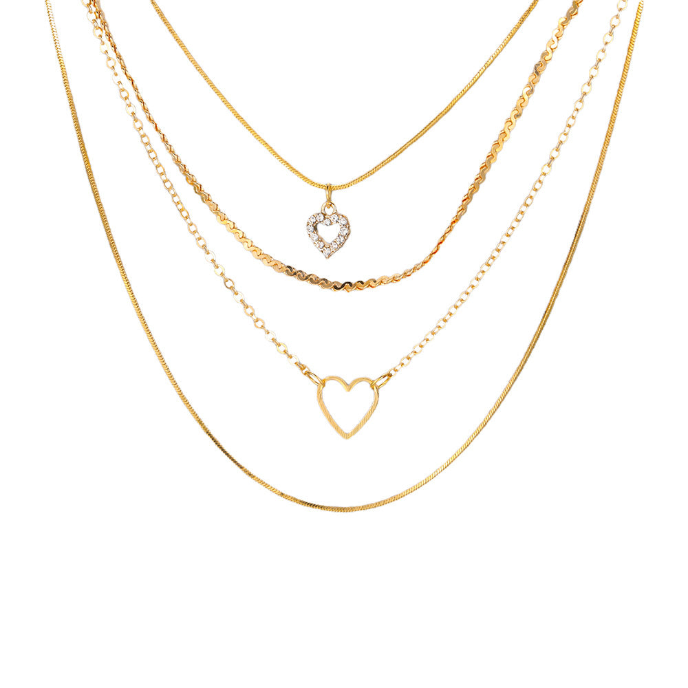 Diamond Heart Clavicle Chain Creative Retro Necklaces