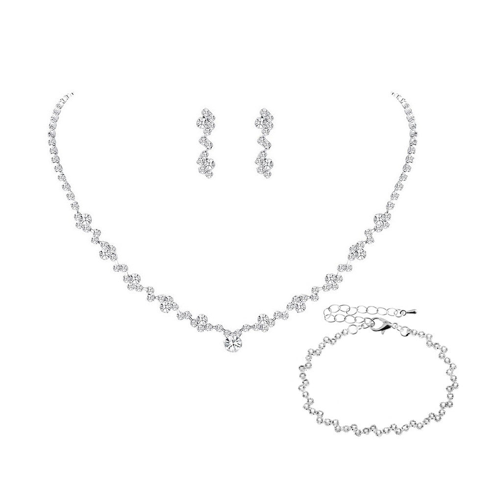 Bridesmaid Prom Costume Rhinestone Bridal Wedding Metal Jewelry Set
