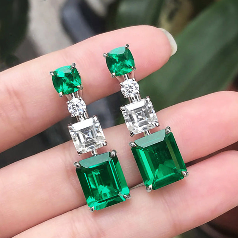 Luxury Emerald Cut Zircon Female Style Earrings