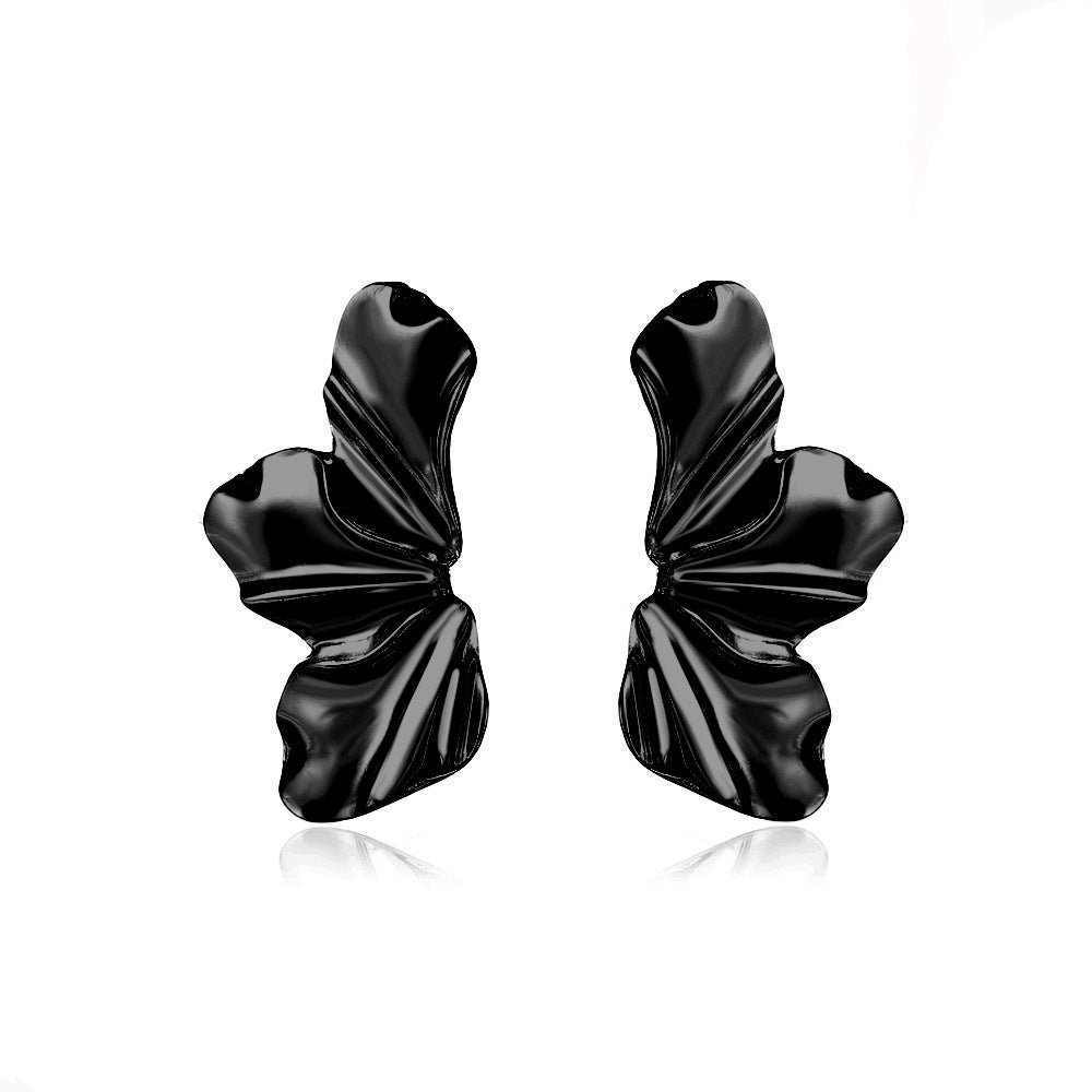 Women's Exaggerated Golden Flower Simple Elegant Matte Irregular Earrings