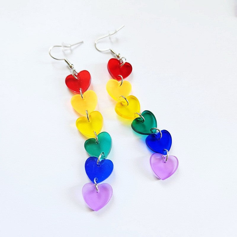 Women's Summer Acrylic Sweet Transparent Love Heart Eardrops Earrings