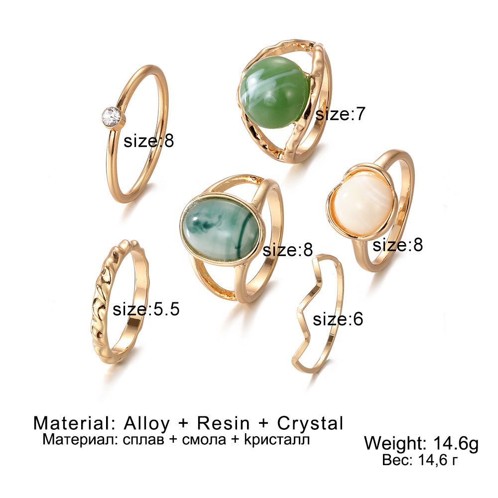 Geometric Imitation Beryl Knuckle Set Female Rings