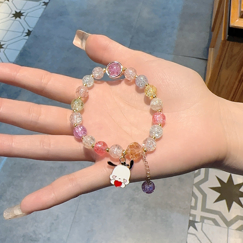 Bracelets cadeaux de dessin animé féminin en perles faites à la main en cristal