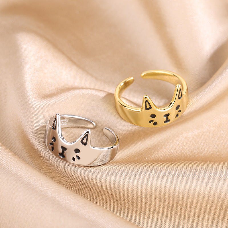 Women's Cute Cartoon Epoxy Cat Sweet Design Ring