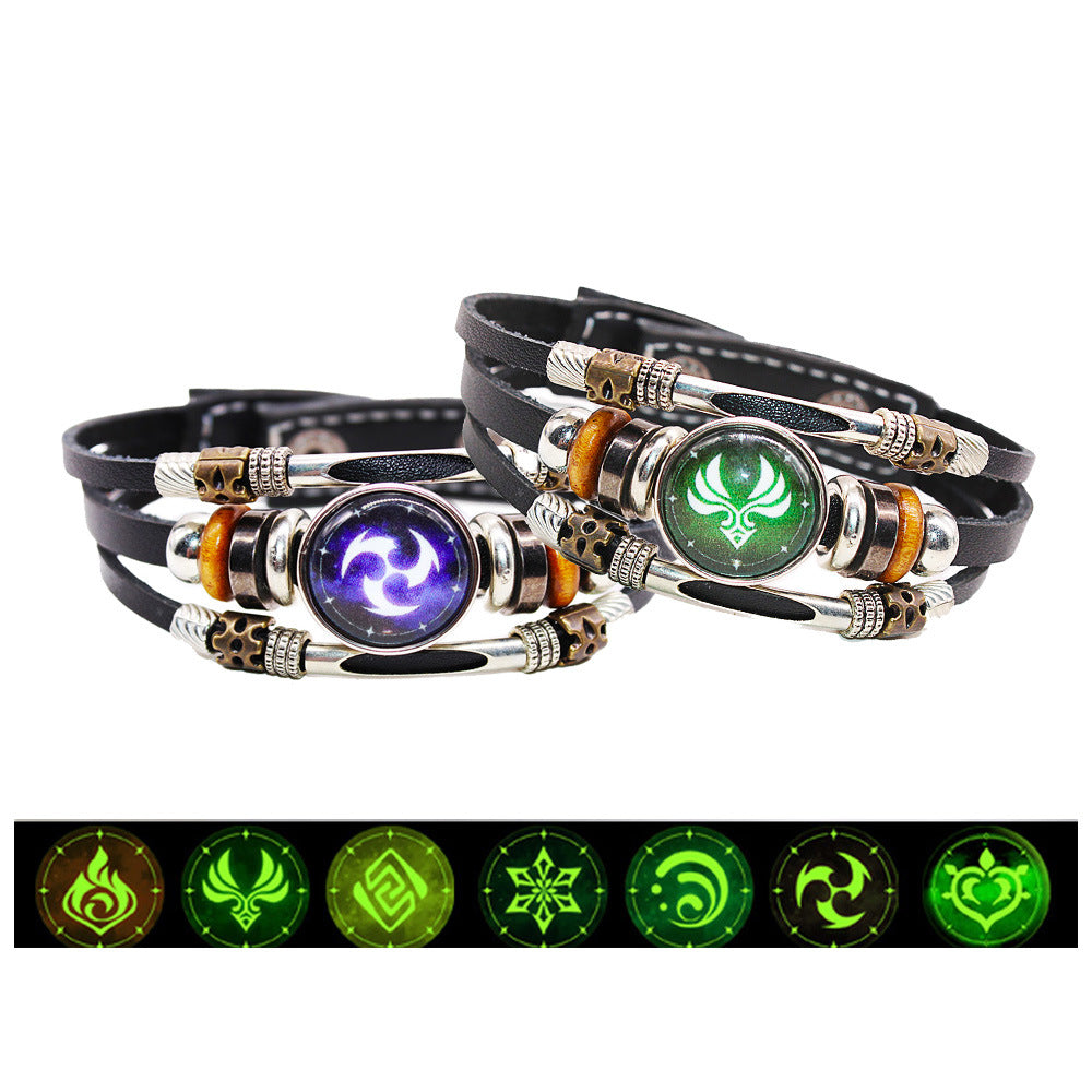 Women's & Men's & Original God Peripheral Time Stone Black Bracelets