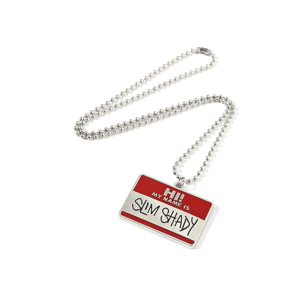 Hip Hop Rap Rascal Square Plate Necklace