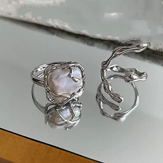 Fashion Moonstone Inlaid Light Luxury Minority Cold Style Female Rings