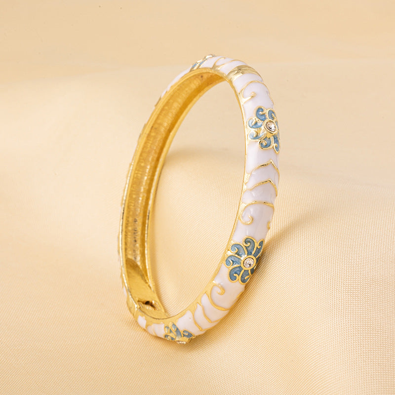 Cloisonne Enamel Fine Floral Vintage Drop Bracelet