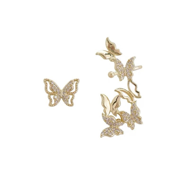 Boucles d'oreilles à clip d'oreille personnalisées asymétriques papillon de haute qualité