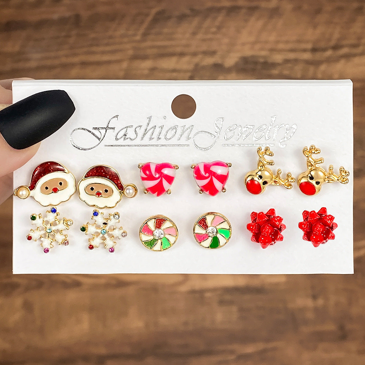 Snowflake Bell Combination Suit Cartoon Drip Crutch Earrings