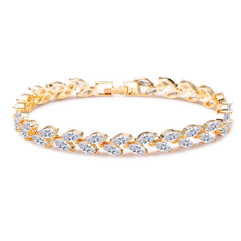 Bracelets en osier de cristal de mode de grain de riz de Zircon simple des femmes