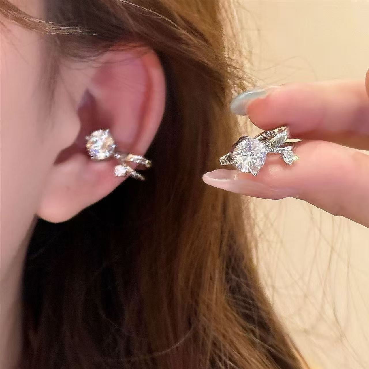 Pairs Sets Butterfly Rhinestone Niche Piercing Design Ear Clip