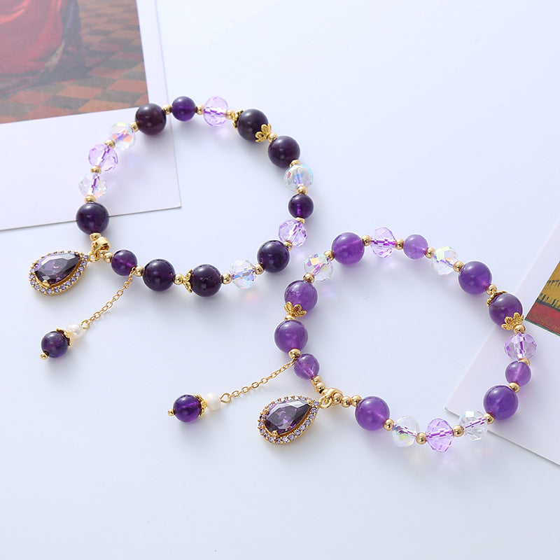 Women's Noble Amethyst Refined Zircon Love Pendant Bracelets