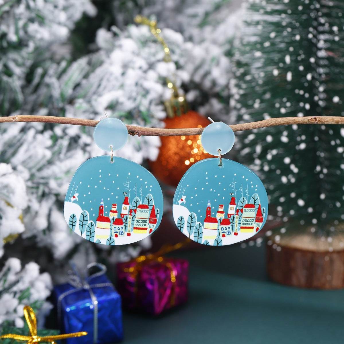 Cartoon Love Christmas Tree Ear Crutch Earrings