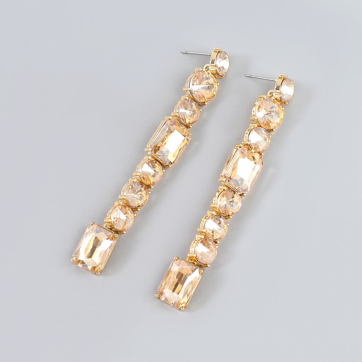 Women's Fashion Alloy Diamond Rhinestone Geometric Long Earrings