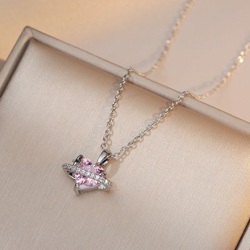 Heart-shaped Zircon Fresh Sweet Mori Pendant Necklaces