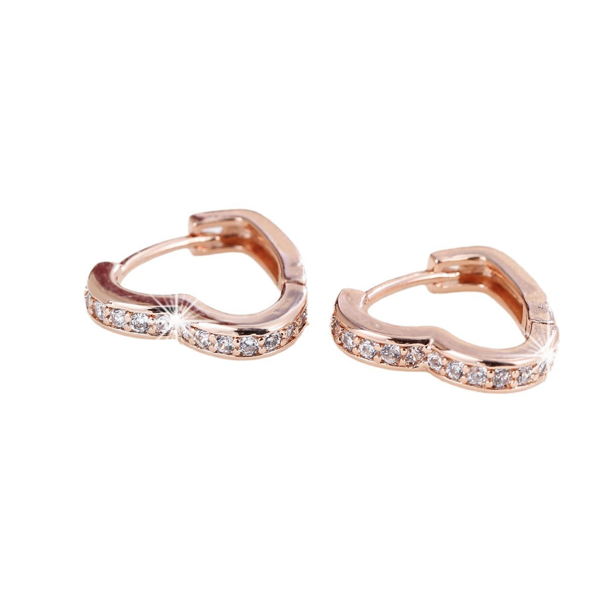 Trend Heart-shaped Personality Design Inlaid Zircon Ear Buckle