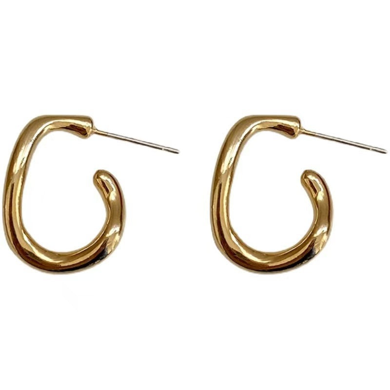 Women's Irregular Metal Twisted Simple High Sense Design Ear Fashionable Temperamental Earrings