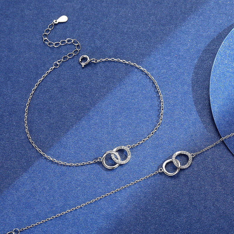 Accessoires pour femmes et hommes et bracelets coréens à double cercle en argent