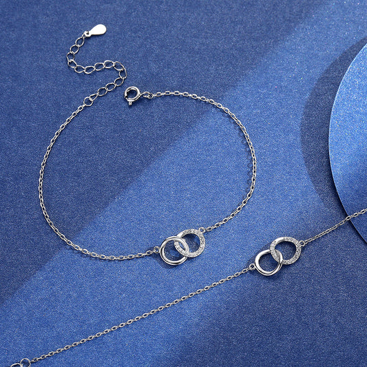 Accessoires pour femmes et hommes et bracelets coréens à double cercle en argent