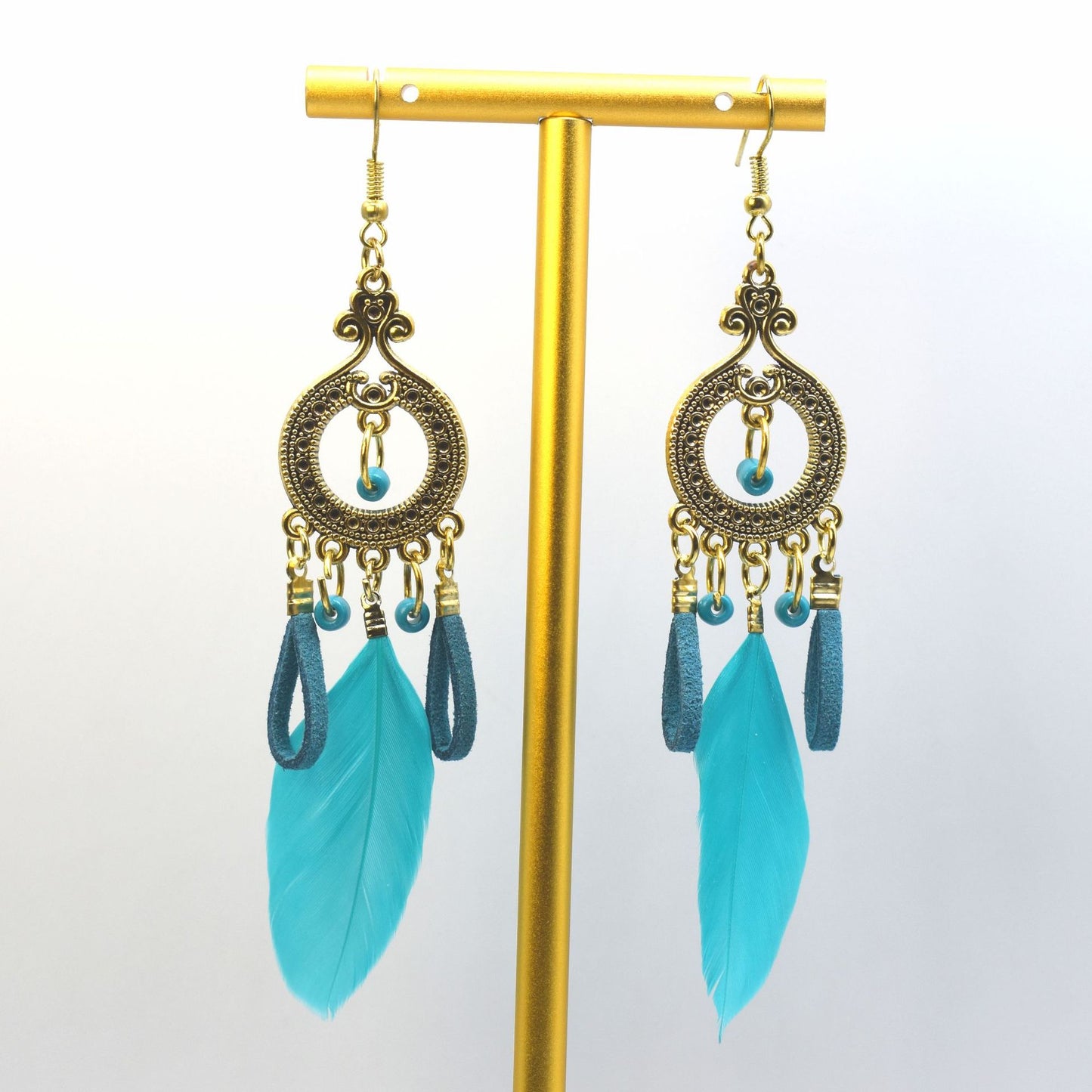 Style Vintage Feather Long Holiday Beads String Earrings