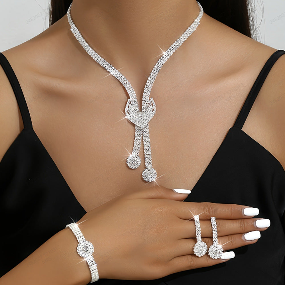 Temperament Super Shiny Diamond Three-piece Bridal Wedding Bracelets